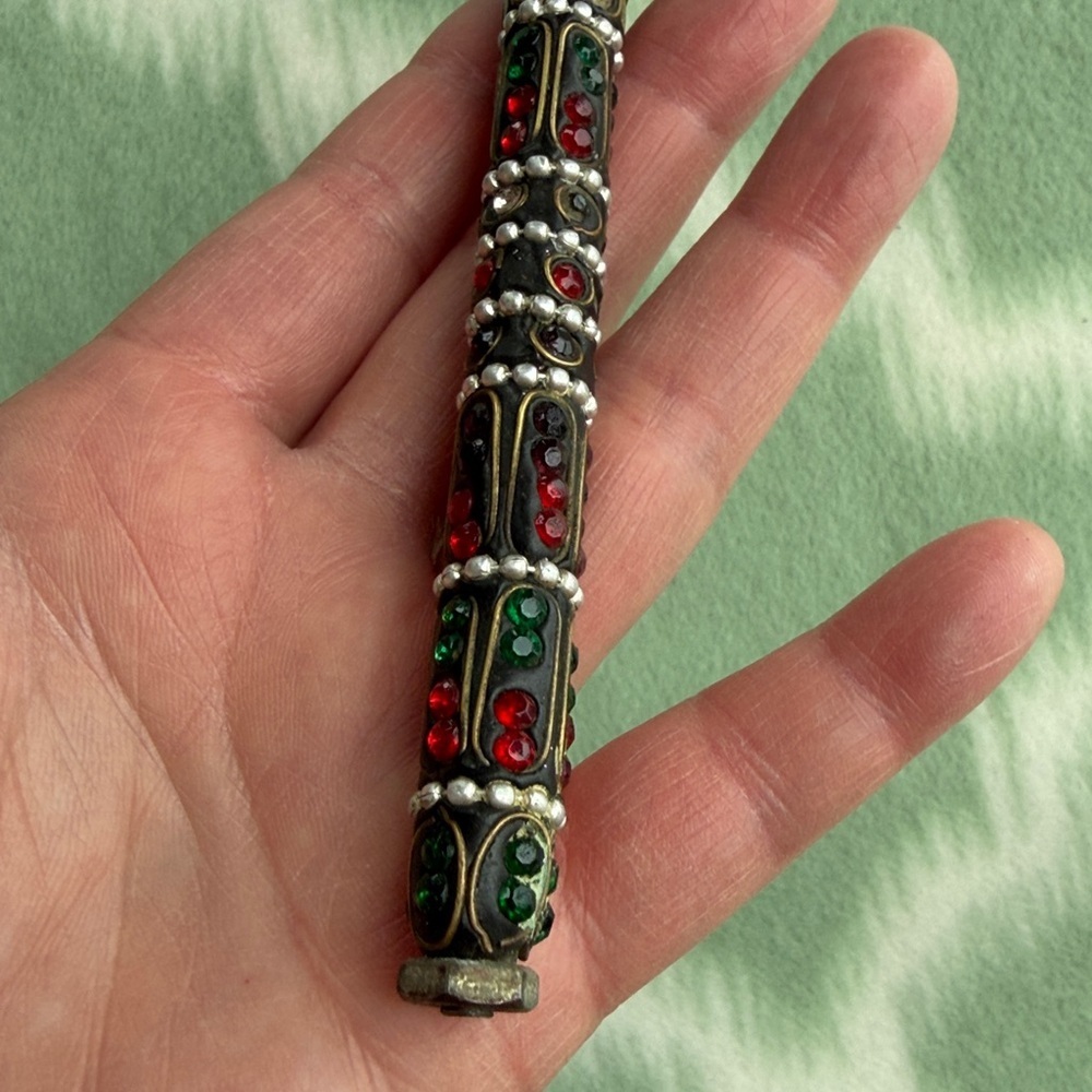 Vintage Silver Candle Snuffer with multi color rhinestone embellishment Handle - Picture 4 of 8